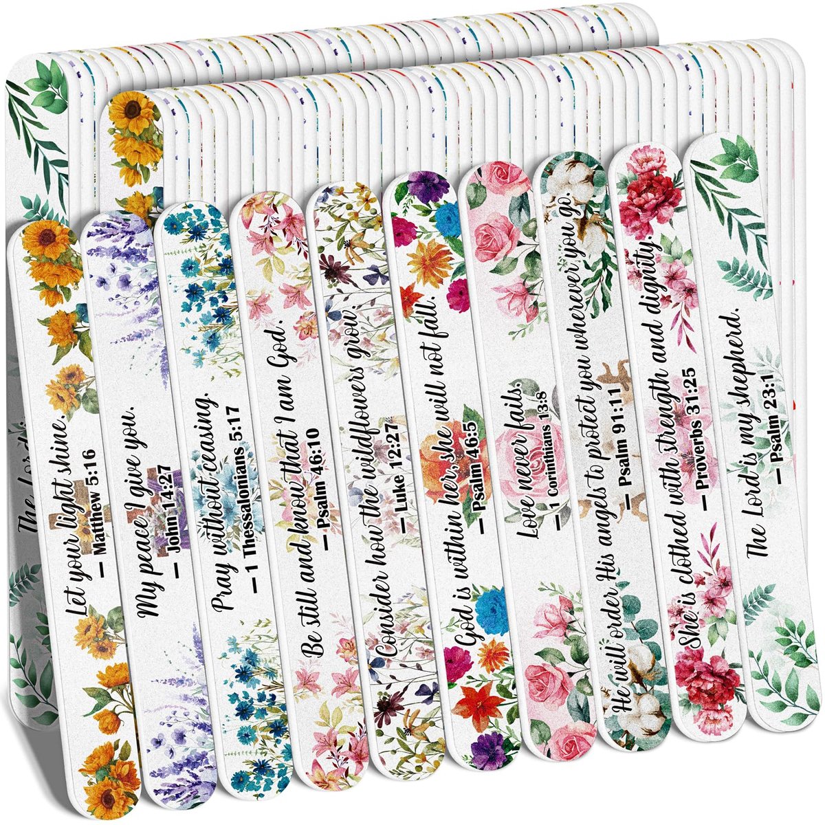 52-Piece Christian Bible Verse Nail Files Bulk Gift Bags for Women – Religious Emery Boards for Natural Nail Care, Holiday Exchange Goodie Bag Stuffers, Christmas Easter Birthday Party Favors Avelisse