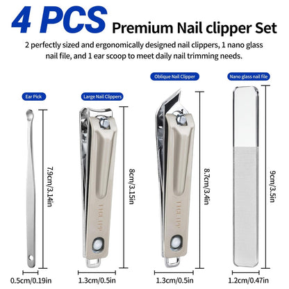 TICLIPP Heavy-Duty Stainless Steel Toenail Clippers Set with Built-in File – Precision Nail Cutter for Thick Nails, Seniors, Men & Women