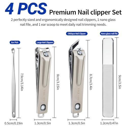 TICLIPP Heavy-Duty Stainless Steel Toenail Clippers Set with Built-in File – Precision Nail Cutter for Thick Nails, Seniors, Men & Women - görsel 4
