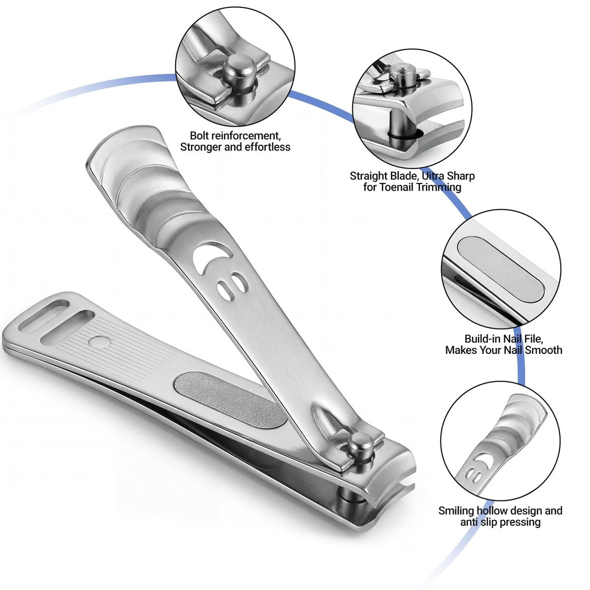 TICLIPP Ultra Sharp Precision Nail Clippers for Fingernails and Toenails – Metallic Metal - görsel 9