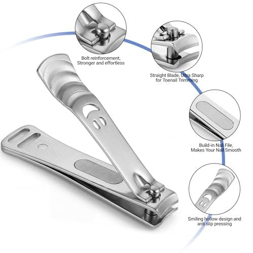TICLIPP Ultra Sharp Precision Nail Clippers for Fingernails and Toenails – Metallic Metal - görsel 10