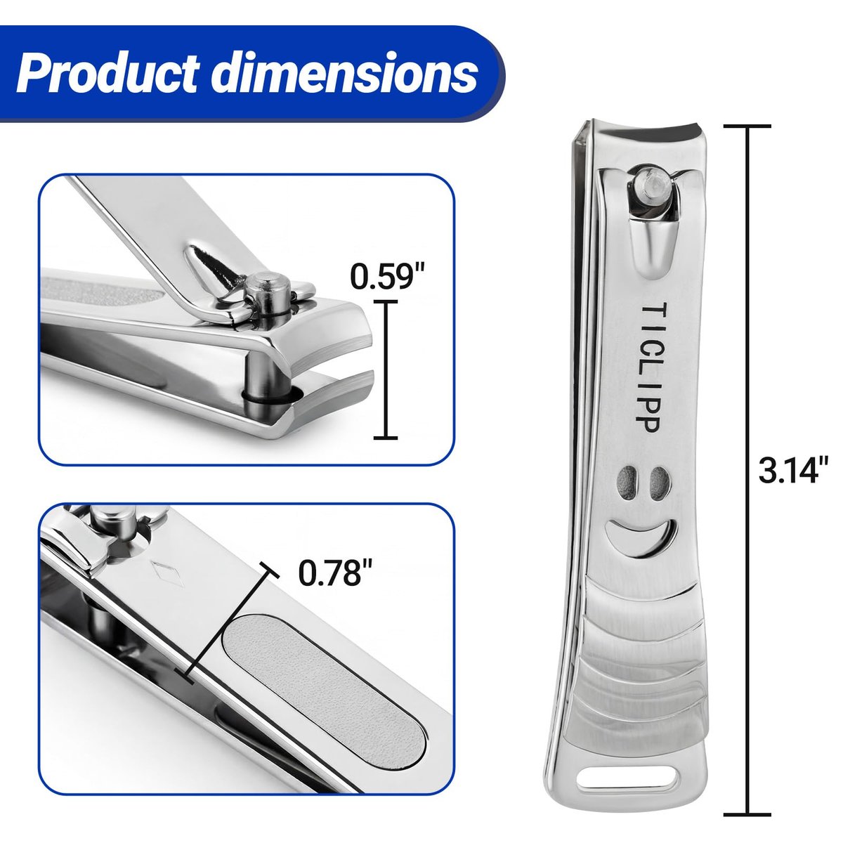 TICLIPP Ultra Sharp Precision Nail Clippers for Fingernails and Toenails – Metallic Metal - görsel 3