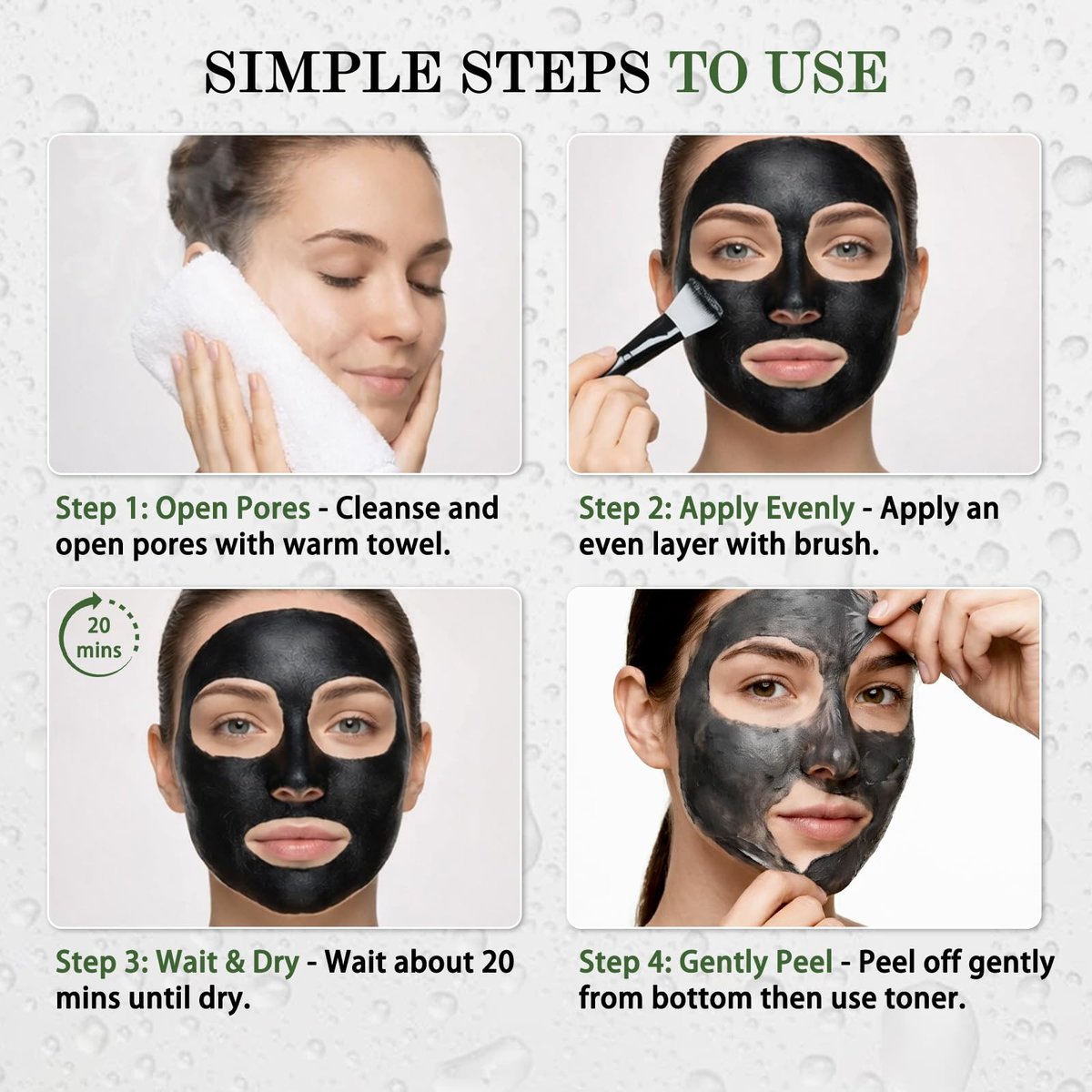 Shaeva Blackhead Remover Mask - Charcoal Peel Off Face Mask with Brush & Tools, Deep Cleansing Pores, 100g Avelisse