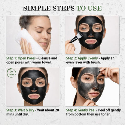 Shaeva Blackhead Remover Mask - Charcoal Peel Off Face Mask with Brush & Tools, Deep Cleansing Pores, 100g Avelisse