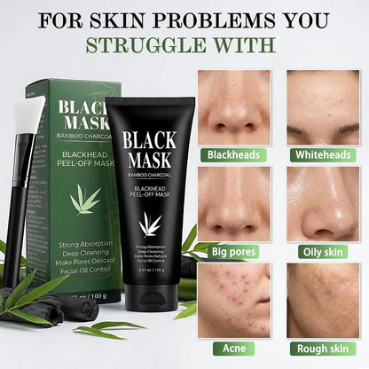 Shaeva Blackhead Remover Mask - Charcoal Peel Off Face Mask with Brush & Tools, Deep Cleansing Pores, 100g Avelisse