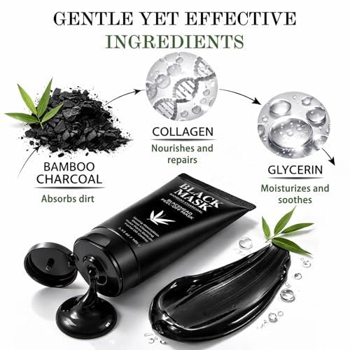 Shaeva Blackhead Remover Mask - Charcoal Peel Off Face Mask with Brush & Tools, Deep Cleansing Pores, 100g Avelisse