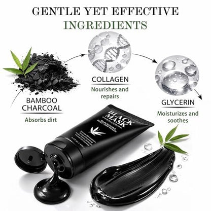 Shaeva Blackhead Remover Mask - Charcoal Peel Off Face Mask with Brush & Tools, Deep Cleansing Pores, 100g Avelisse