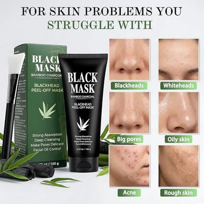 Shaeva Blackhead Remover Mask - Charcoal Peel Off Face Mask with Brush & Tools, Deep Cleansing Pores, 100g Avelisse