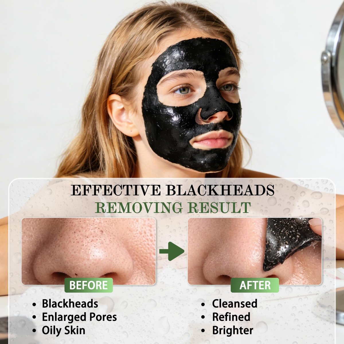 Shaeva Blackhead Remover Mask - Charcoal Peel Off Face Mask with Brush & Tools, Deep Cleansing Pores, 100g Avelisse