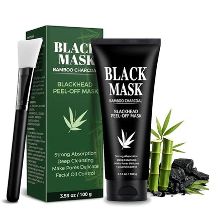 Shaeva Blackhead Remover Mask - Charcoal Peel Off Face Mask with Brush & Tools, Deep Cleansing Pores, 100g Avelisse