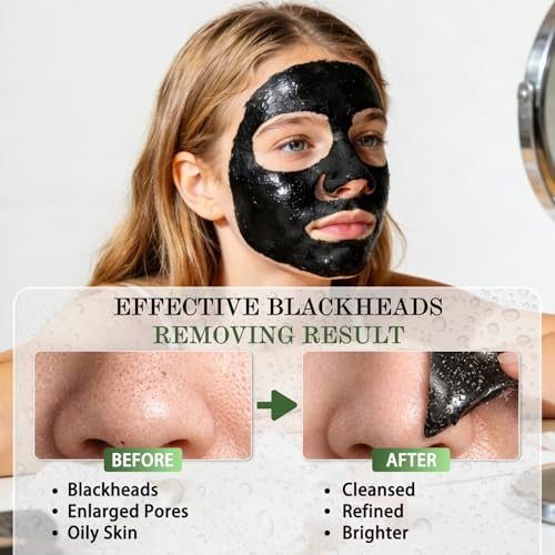 Shaeva Blackhead Remover Mask - Charcoal Peel Off Face Mask with Brush & Tools, Deep Cleansing Pores, 100g Avelisse