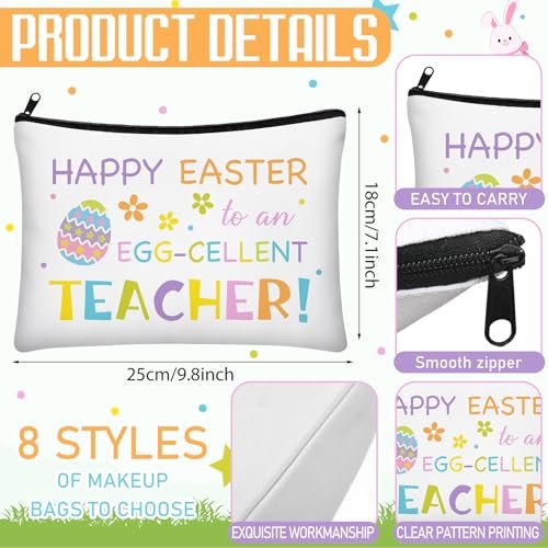 Tallew 8-Pack Easter Teacher Appreciation Gifts Bulk - Bunny Eggs Cosmetic Makeup Bags for Women, Birthday, and Holiday Giving - görsel 4