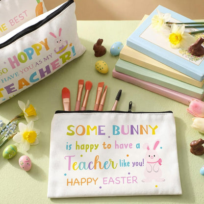 Tallew 8-Pack Easter Teacher Appreciation Gifts Bulk - Bunny Eggs Cosmetic Makeup Bags for Women, Birthday, and Holiday Giving