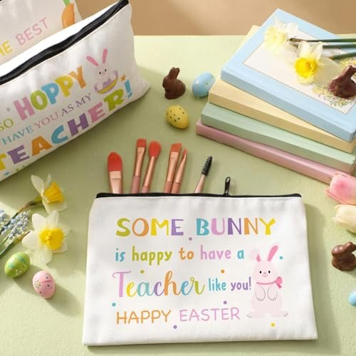 Tallew 8-Pack Easter Teacher Appreciation Gifts Bulk - Bunny Eggs Cosmetic Makeup Bags for Women, Birthday, and Holiday Giving - görsel 6