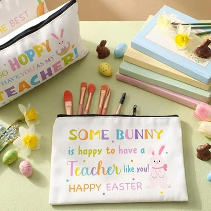 Tallew 8-Pack Easter Teacher Appreciation Gifts Bulk - Bunny Eggs Cosmetic Makeup Bags for Women, Birthday, and Holiday Giving