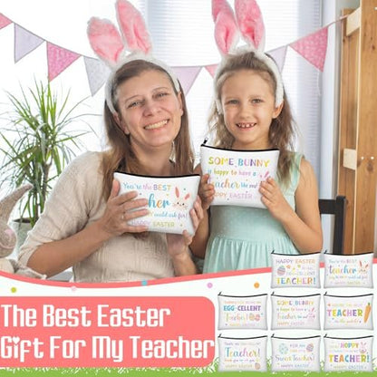 Tallew 8-Pack Easter Teacher Appreciation Gifts Bulk - Bunny Eggs Cosmetic Makeup Bags for Women, Birthday, and Holiday Giving