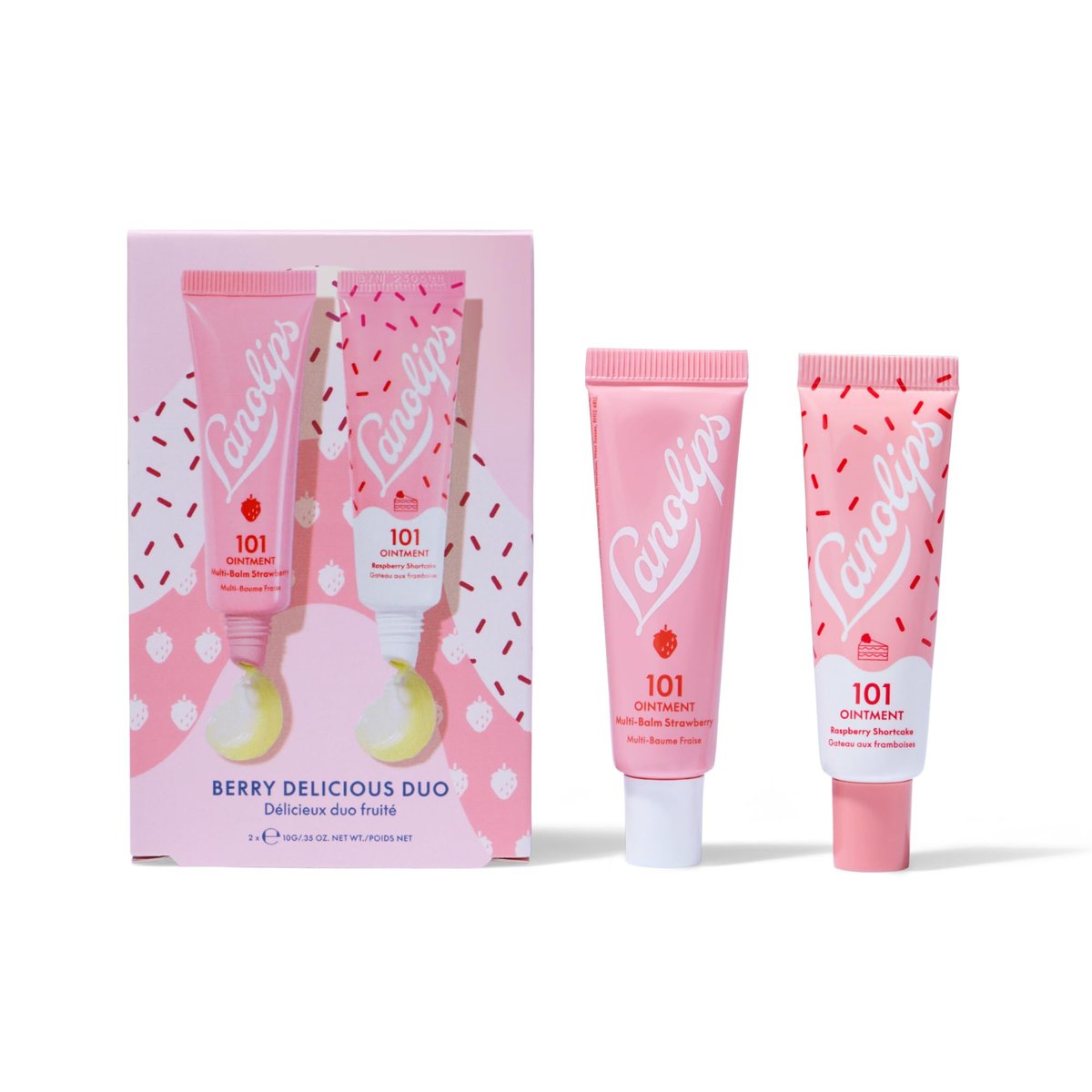 Lanolips 101 Delicious Berry Delicious Gift Set - Limited Edition Strawberry & Raspberry Shortcake Lip Balm Duo Avelisse