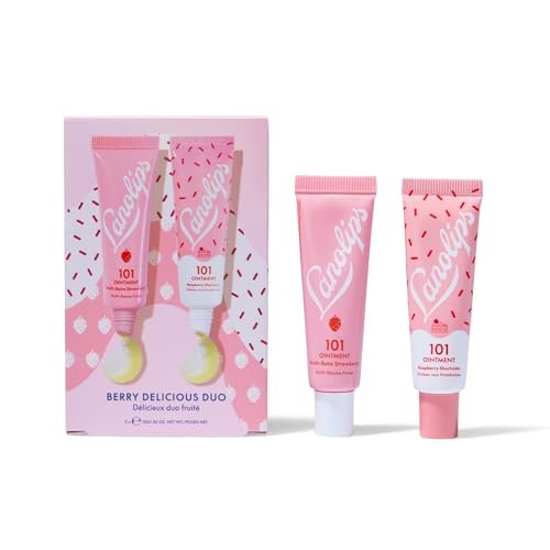 Lanolips 101 Delicious Berry Delicious Gift Set - Limited Edition Strawberry & Raspberry Shortcake Lip Balm Duo Avelisse