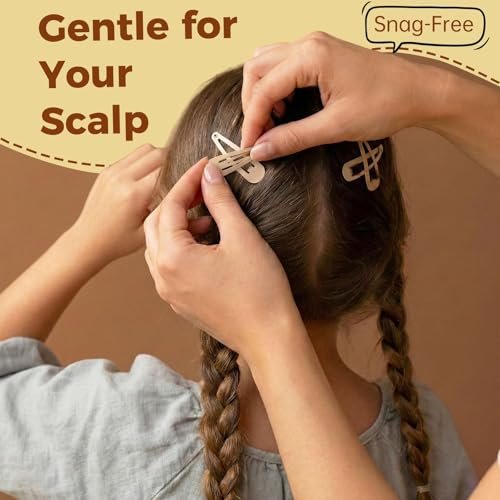50Pcs Snap Hair Clips for Women Girls, 2 Inch Metal Hair Barrettes in 5 Natural Colors, Non Slip Hair Pins with Storage Box (Glossy & Matte Mixed) Avelisse