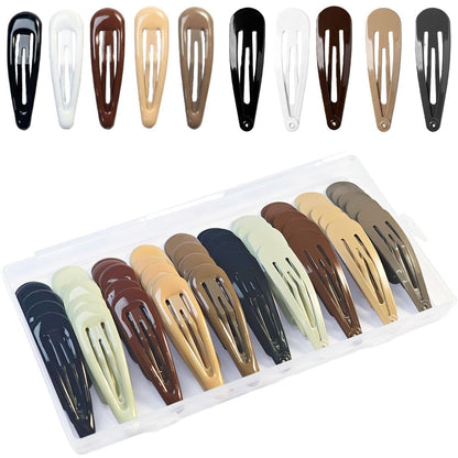 50Pcs Snap Hair Clips for Women Girls, 2 Inch Metal Hair Barrettes in 5 Natural Colors, Non Slip Hair Pins with Storage Box (Glossy & Matte Mixed) Avelisse