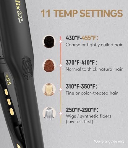 Terviiix Extra Long Hair Straightener for Fast Styling on Thick Hair, Silk Press Flat Iron for Black Women Natural Hair - 1.75" Wide Plate - Ionic Ceramic Infused with Argan Oil & Keratin, Max 455°F Avelisse