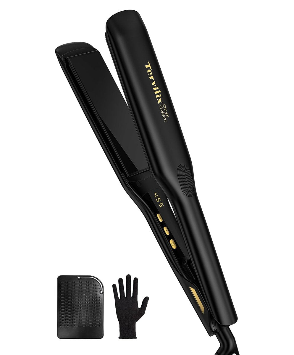 Terviiix Extra Long Hair Straightener for Fast Styling on Thick Hair, Silk Press Flat Iron for Black Women Natural Hair - 1.75" Wide Plate - Ionic Ceramic Infused with Argan Oil & Keratin, Max 455°F Avelisse