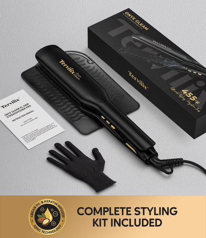 Terviiix Extra Long Hair Straightener for Fast Styling on Thick Hair, Silk Press Flat Iron for Black Women Natural Hair - 1.75" Wide Plate - Ionic Ceramic Infused with Argan Oil & Keratin, Max 455°F Avelisse
