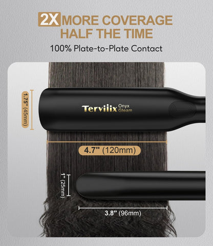 Terviiix Extra Long Hair Straightener for Fast Styling on Thick Hair, Silk Press Flat Iron for Black Women Natural Hair - 1.75" Wide Plate - Ionic Ceramic Infused with Argan Oil & Keratin, Max 455°F Avelisse