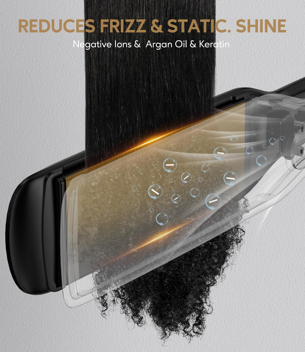 Terviiix Extra Long Hair Straightener for Fast Styling on Thick Hair, Silk Press Flat Iron for Black Women Natural Hair - 1.75" Wide Plate - Ionic Ceramic Infused with Argan Oil & Keratin, Max 455°F Avelisse