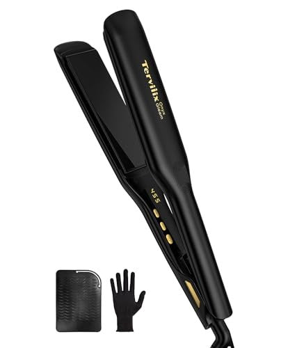 Terviiix Extra Long Hair Straightener for Fast Styling on Thick Hair, Silk Press Flat Iron for Black Women Natural Hair - 1.75" Wide Plate - Ionic Ceramic Infused with Argan Oil & Keratin, Max 455°F Avelisse