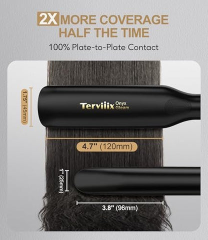 Terviiix Extra Long Hair Straightener for Fast Styling on Thick Hair, Silk Press Flat Iron for Black Women Natural Hair - 1.75" Wide Plate - Ionic Ceramic Infused with Argan Oil & Keratin, Max 455°F Avelisse
