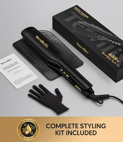 Terviiix Extra Long Hair Straightener for Fast Styling on Thick Hair, Silk Press Flat Iron for Black Women Natural Hair - 1.75" Wide Plate - Ionic Ceramic Infused with Argan Oil & Keratin, Max 455°F Avelisse