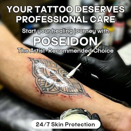 POSEIDON Tattoo Aftercare Kit - 3-in-1 Set with Refreshing Citrus Scent for Quick Healing & Color Protection (Tattoo Soap, Balm, Lotion) Avelisse