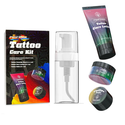 POSEIDON Tattoo Aftercare Kit - 3-in-1 Set with Refreshing Citrus Scent for Quick Healing & Color Protection (Tattoo Soap, Balm, Lotion) Avelisse