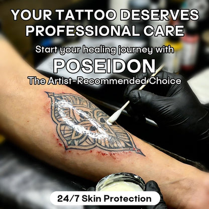 POSEIDON Tattoo Aftercare Kit - 3-in-1 Set with Refreshing Citrus Scent for Quick Healing & Color Protection (Tattoo Soap, Balm, Lotion) Avelisse