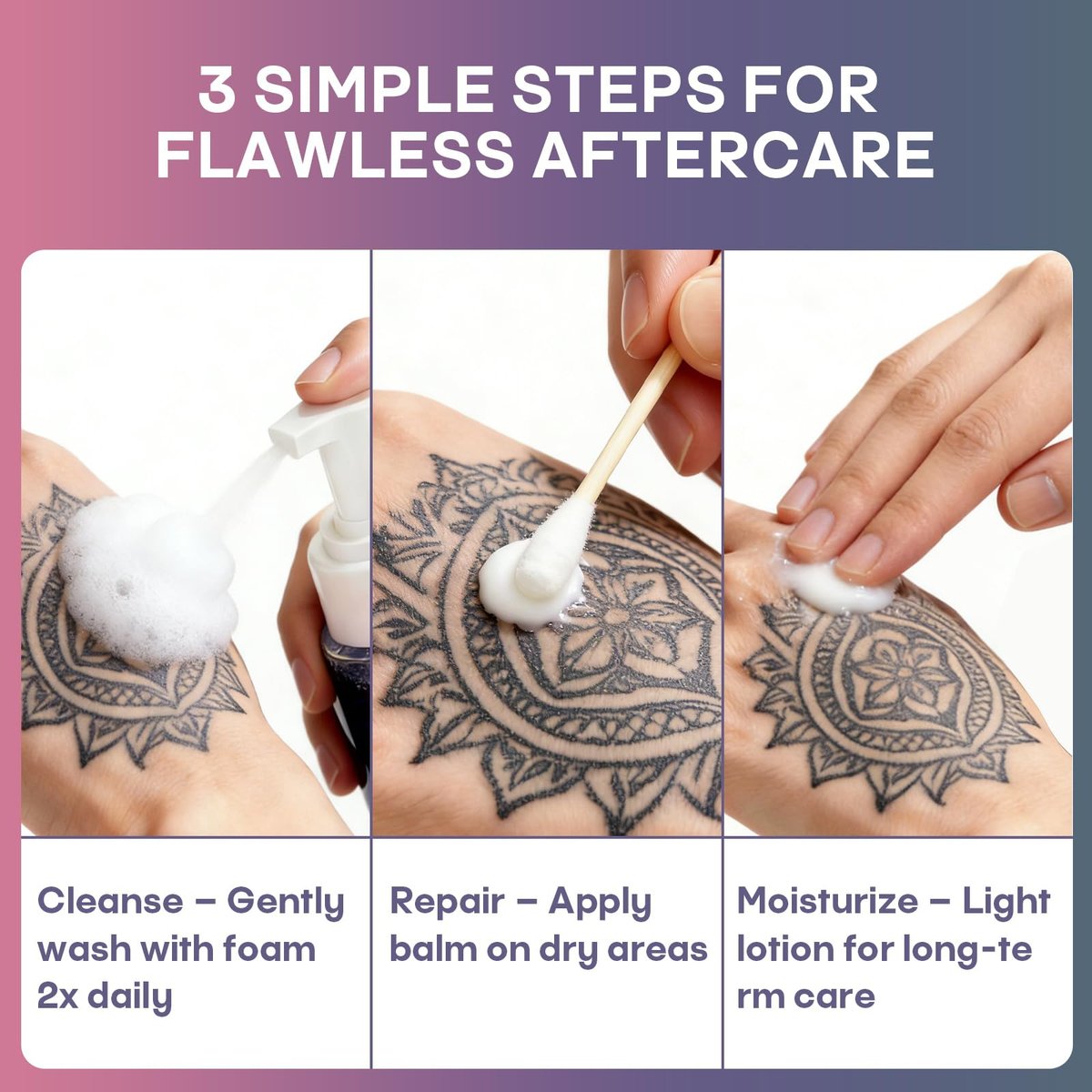 POSEIDON Tattoo Aftercare Kit - 3-in-1 Set with Refreshing Citrus Scent for Quick Healing & Color Protection (Tattoo Soap, Balm, Lotion) Avelisse