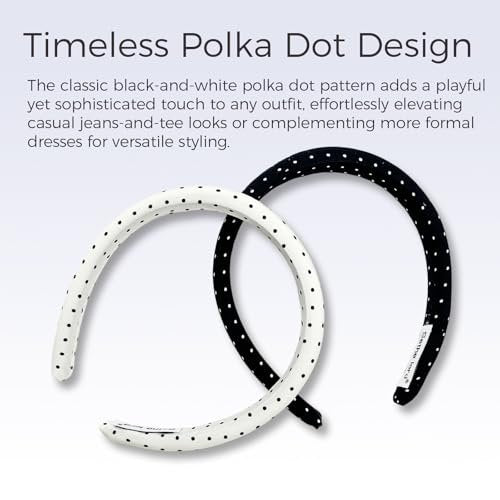 Sethe lord Satin Headbands for Women & Girls - Polka Dot, No-Slip, Comfortable & Soft - Black and White, 2 Pack - görsel 8