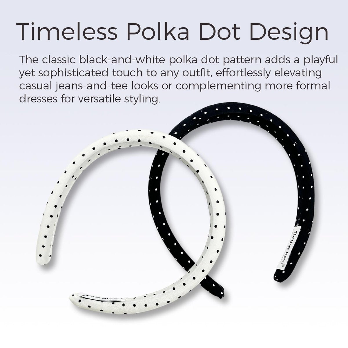 Sethe lord Satin Headbands for Women & Girls - Polka Dot, No-Slip, Comfortable & Soft - Black and White, 2 Pack - görsel 7