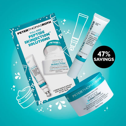 Peter Thomas Roth Full-Size Peptide Skinjection™ Solutions 2-Piece Face & Eye Kit – Anti-Aging Peptide Skincare Set with Under-Eye Cream and Moisturizer Avelisse