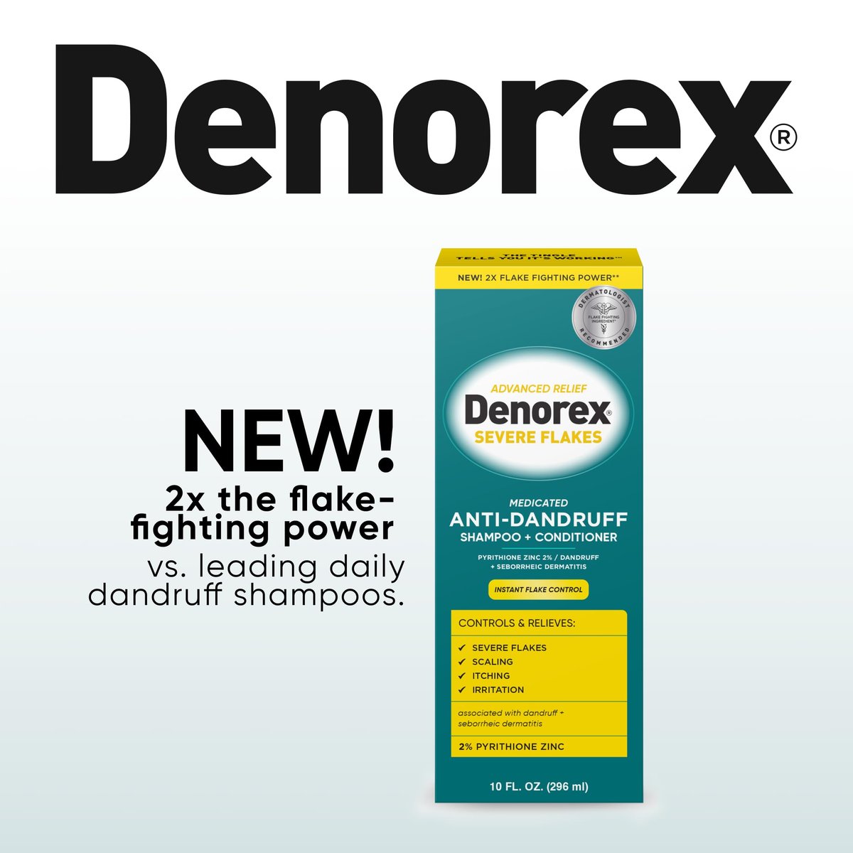 Denorex Advanced Relief Severe Flakes Anti-Dandruff 2-in-1 Shampoo & Conditioner – 2% Pyrithione Zinc for Severe Dandruff & Scalp Relief, 10 fl oz Avelisse