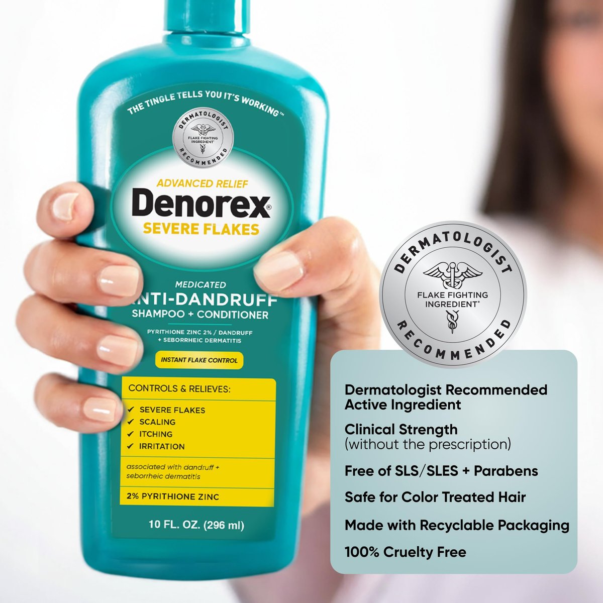 Denorex Advanced Relief Severe Flakes Anti-Dandruff 2-in-1 Shampoo & Conditioner – 2% Pyrithione Zinc for Severe Dandruff & Scalp Relief, 10 fl oz Avelisse