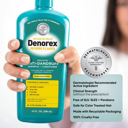 Denorex Advanced Relief Severe Flakes Anti-Dandruff 2-in-1 Shampoo & Conditioner – 2% Pyrithione Zinc for Severe Dandruff & Scalp Relief, 10 fl oz Avelisse