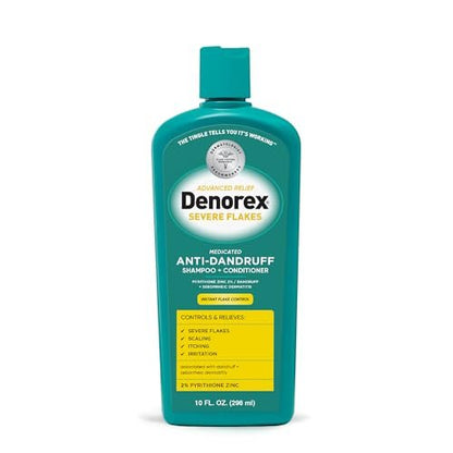 Denorex Advanced Relief Severe Flakes Anti-Dandruff 2-in-1 Shampoo & Conditioner – 2% Pyrithione Zinc for Severe Dandruff & Scalp Relief, 10 fl oz Avelisse