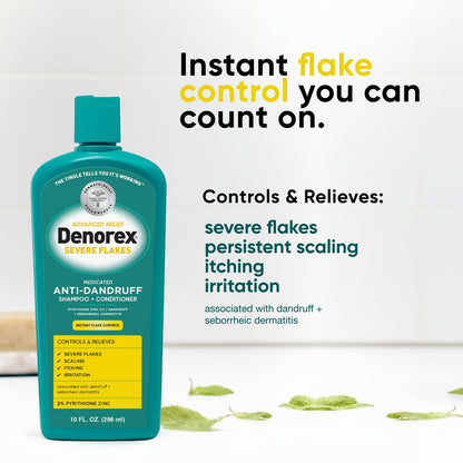 Denorex Advanced Relief Severe Flakes Anti-Dandruff 2-in-1 Shampoo & Conditioner – 2% Pyrithione Zinc for Severe Dandruff & Scalp Relief, 10 fl oz Avelisse