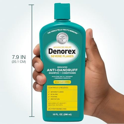 Denorex Advanced Relief Severe Flakes Anti-Dandruff 2-in-1 Shampoo & Conditioner – 2% Pyrithione Zinc for Severe Dandruff & Scalp Relief, 10 fl oz Avelisse