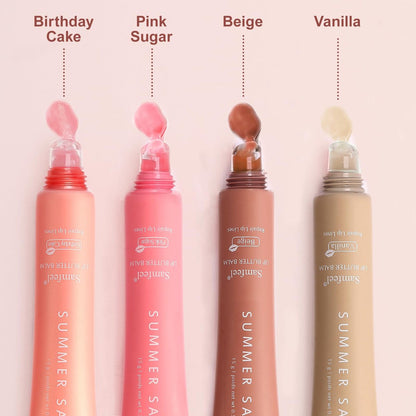 Samfeel 4-Pack Tinted Lip Butter Balm Gift Set - Pink Sugar, Birthday Cake, Vanilla & Beige - Vegan & Conditioning Lip Balm for Moisture, Shine & Hydration (15g each) Avelisse