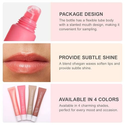 Samfeel 4-Pack Tinted Lip Butter Balm Gift Set - Pink Sugar, Birthday Cake, Vanilla & Beige - Vegan & Conditioning Lip Balm for Moisture, Shine & Hydration (15g each) Avelisse