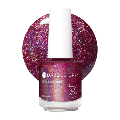 Dazzle Dry Nail Lacquer (Step 3) - Beauty Sleep - Holographic Dark Fuchsia Nail Polish, Full Coverage, 0.5 fl oz Avelisse