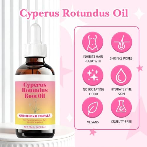 Bigyuan Cyperus Rotundus Oil - Natural Hair Removal Formula & Hair Inhibition Care for Silky Smooth Skin, 60ml/2 fl.oz Avelisse