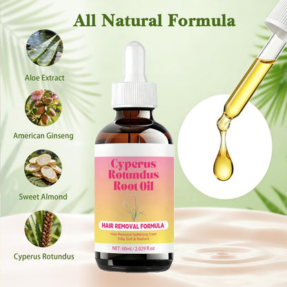 Bigyuan Cyperus Rotundus Oil - Natural Hair Removal Formula & Hair Inhibition Care for Silky Smooth Skin, 60ml/2 fl.oz Avelisse